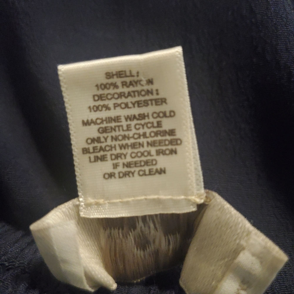 Loft, Size L, Navy off the shoulder,  Raton S/Sl dress, white front embroidery - Picture 8 of 8